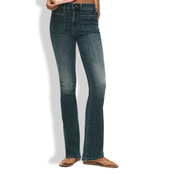 MOTHER Patch Pocket Insider Sneak High-Rise Flare Jeans 23 - Picture 4 of 6